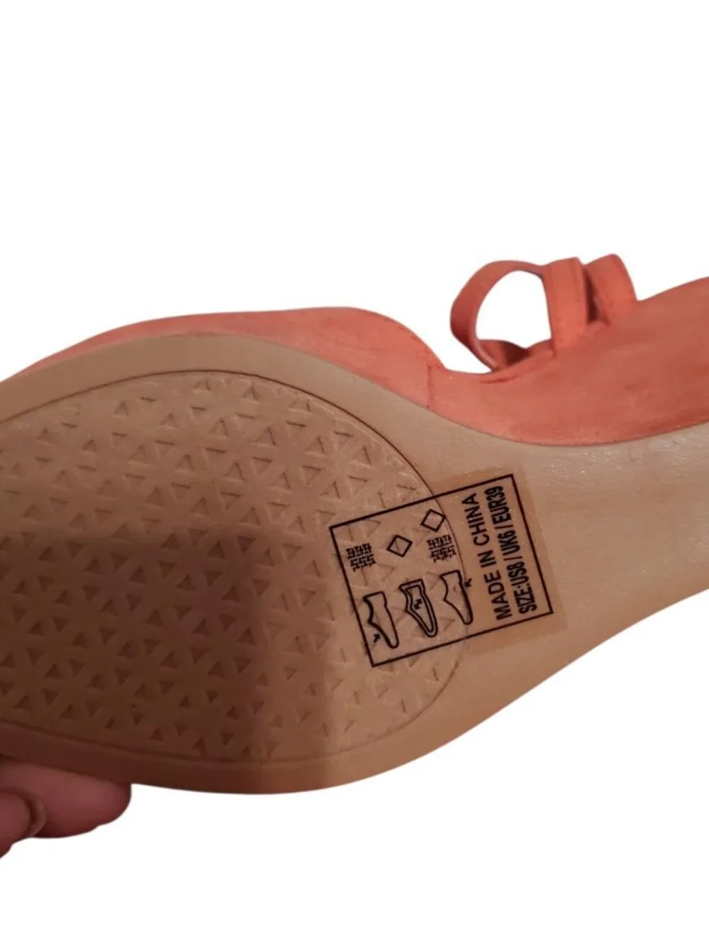 Qupid Shoe Strappy Wedge Sandals Open Toe Ash Coral Size 8